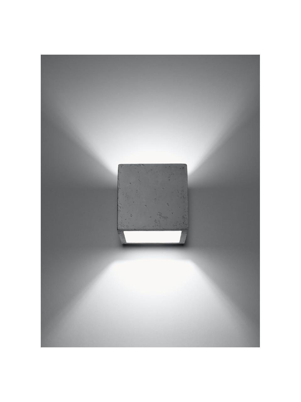 Ručne vyrobené nástenné svietidlo z betónu Geo, Betón, Svetlosivá, Š 10 x V 10 cm