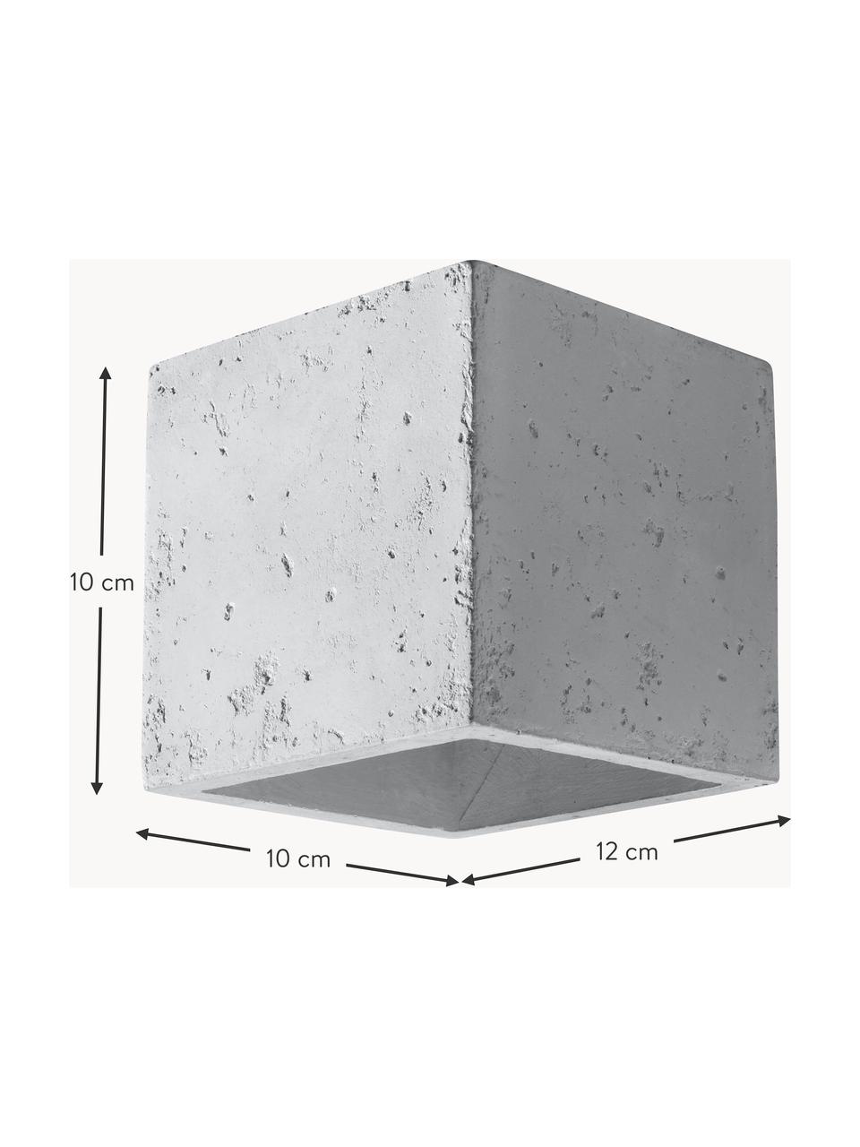 Aplique artesanal de cemento Quad, Cemento, Gris claro, An 10 x Al 10 cm