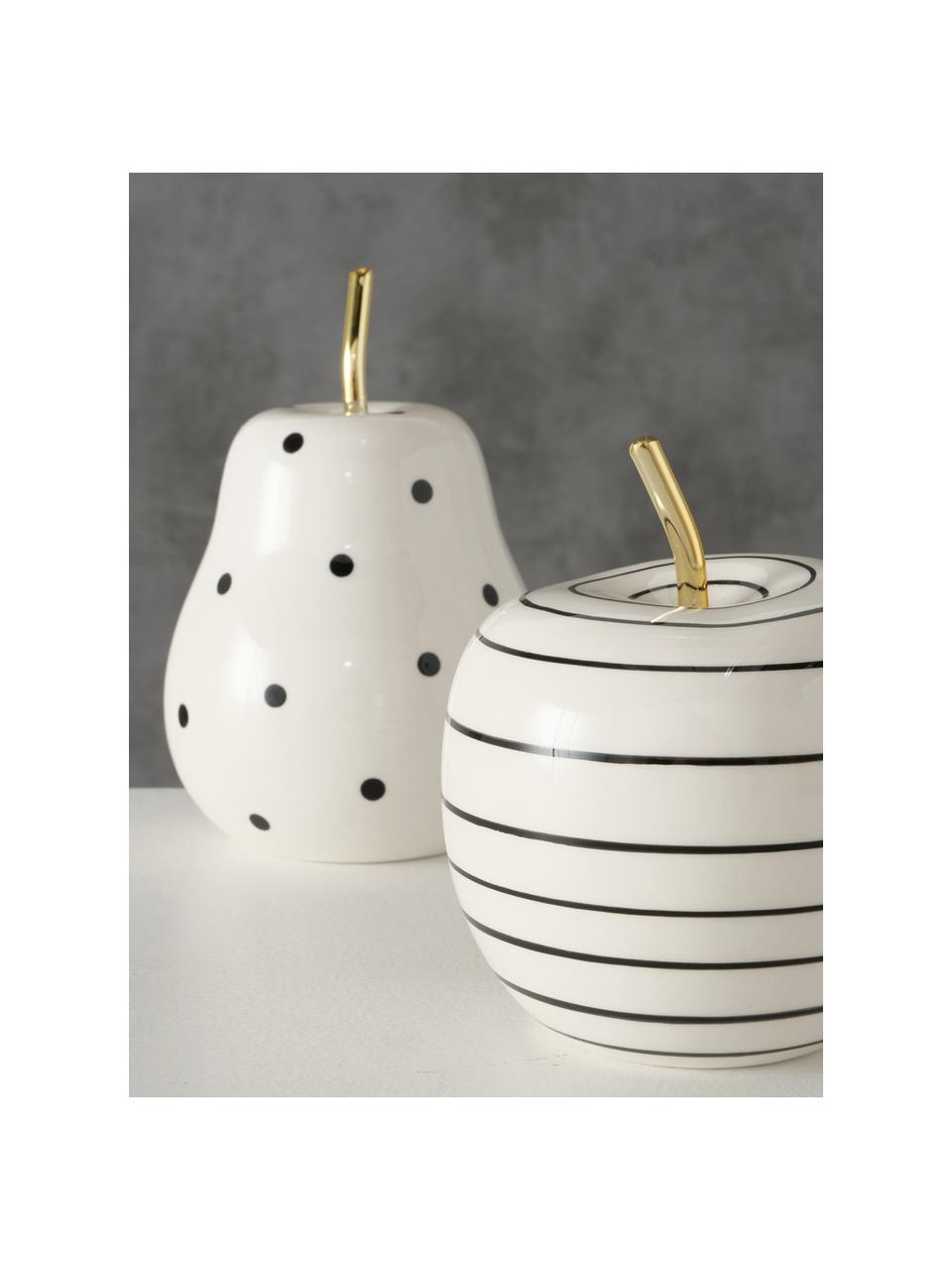 Set 2 oggetti decorativi Primy, Dolomite, Bianco, nero, ottonato, Ø 10 x Alt. 15 cm