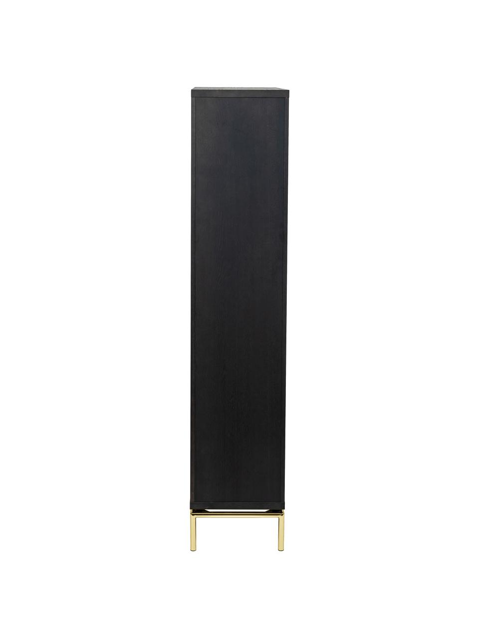 Étagère bois et métal Pimlico, Noir, couleur laitonnée, larg. 90 x haut. 173 cm