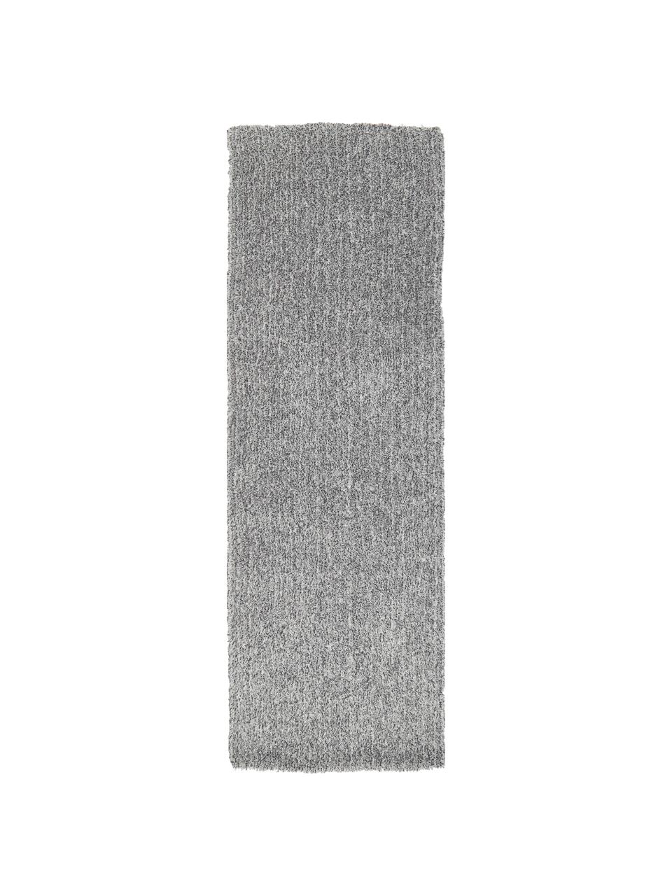 Flauschiger Hochflor-Läufer Marsha, Rückseite: 55 % Polyester, 45 % Baum, Grau, B 80 x L 200 cm
