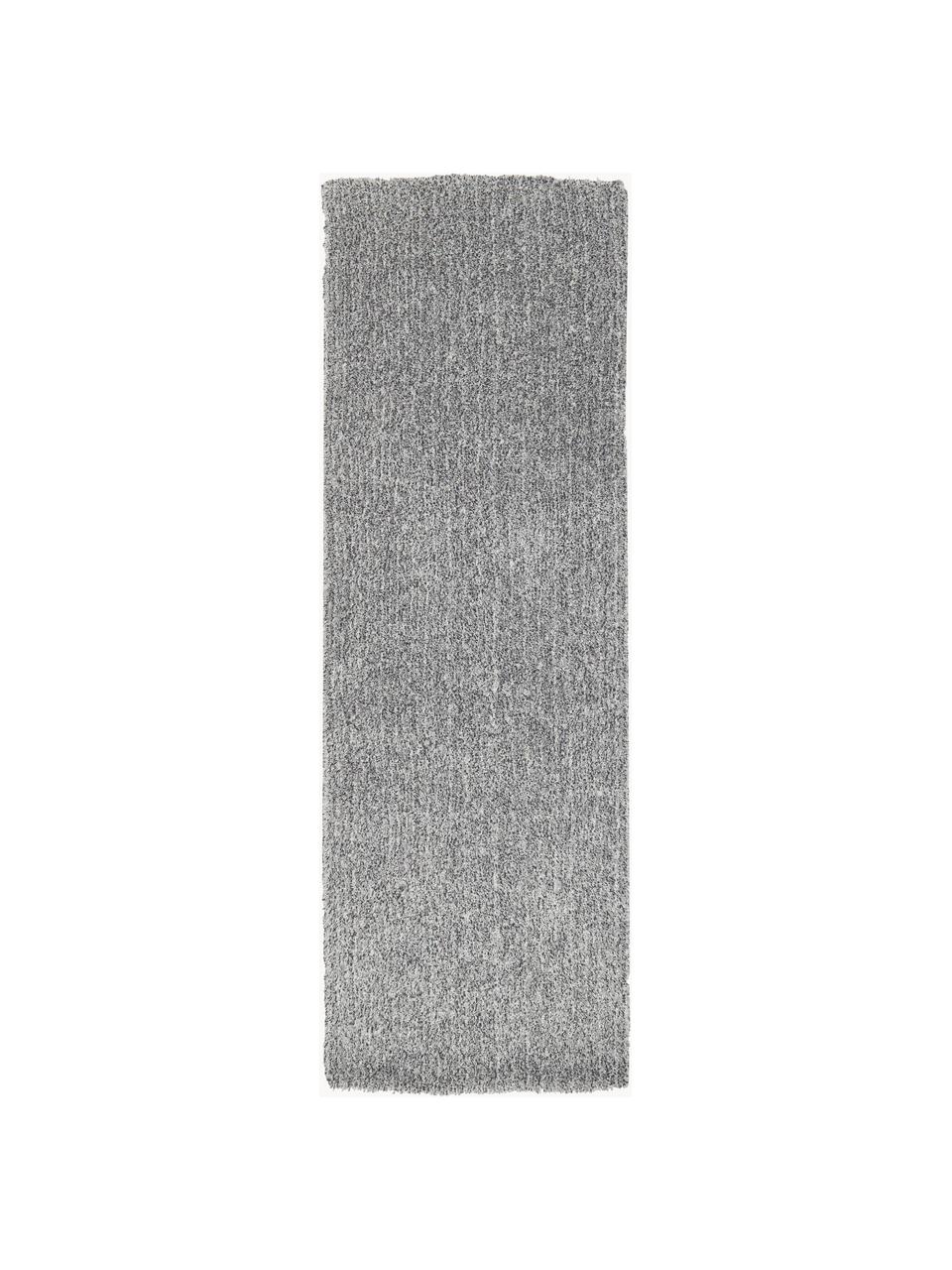 Tapis de couloir moelleux à poils longs gris Marsha, Gris, blanc, larg. 80 x long. 200 cm