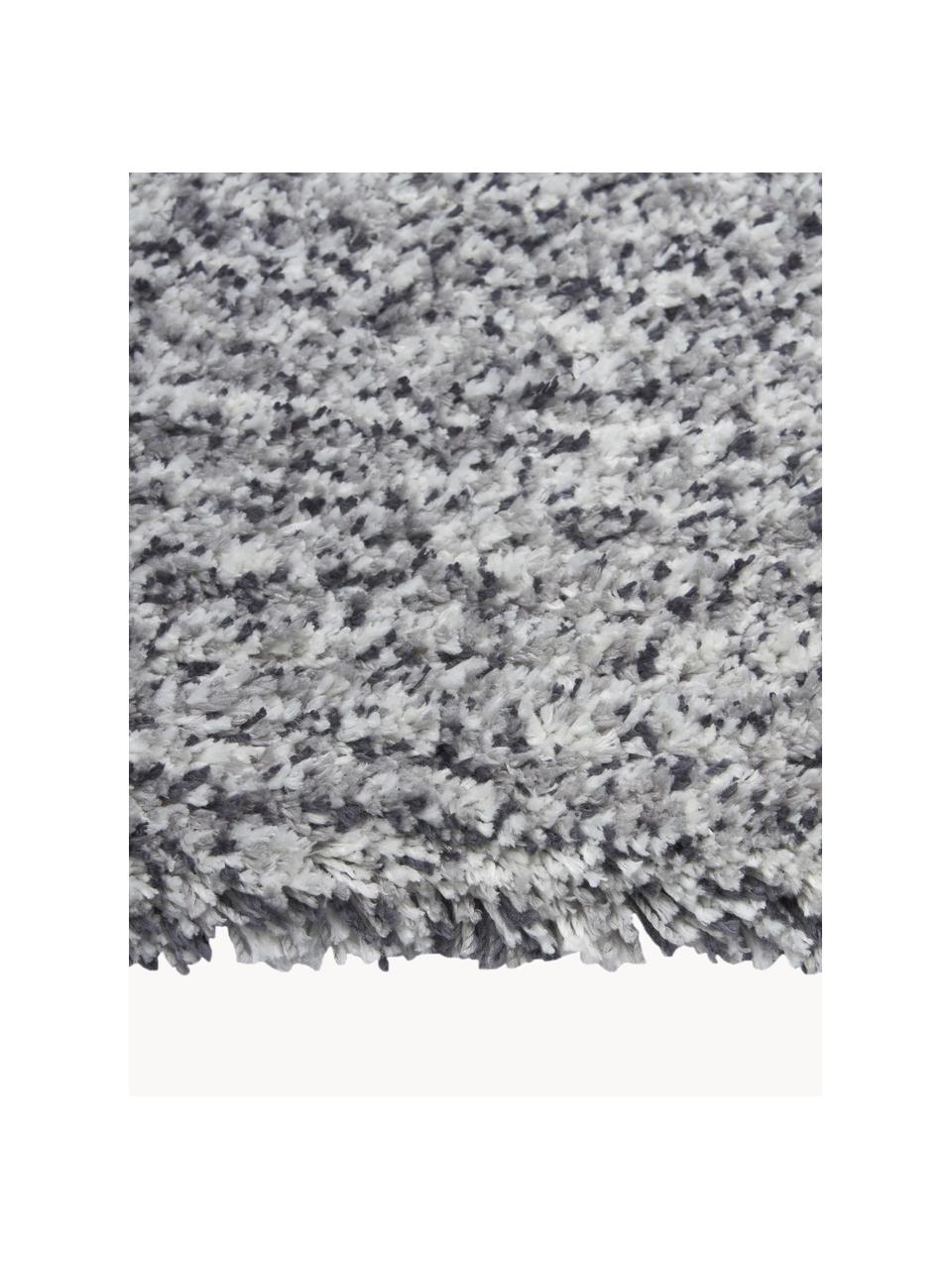 Tapis de couloir moelleux à poils longs gris Marsha, Gris, blanc, larg. 80 x long. 200 cm