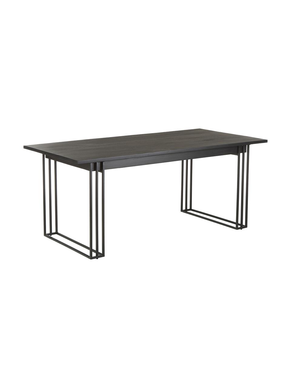 Mesa de comedor de madera maciza Grant, Tablero: madera de mango maciza ce, Estructura: metal con pintura en polv, Negro, An 180 x Al 90 cm