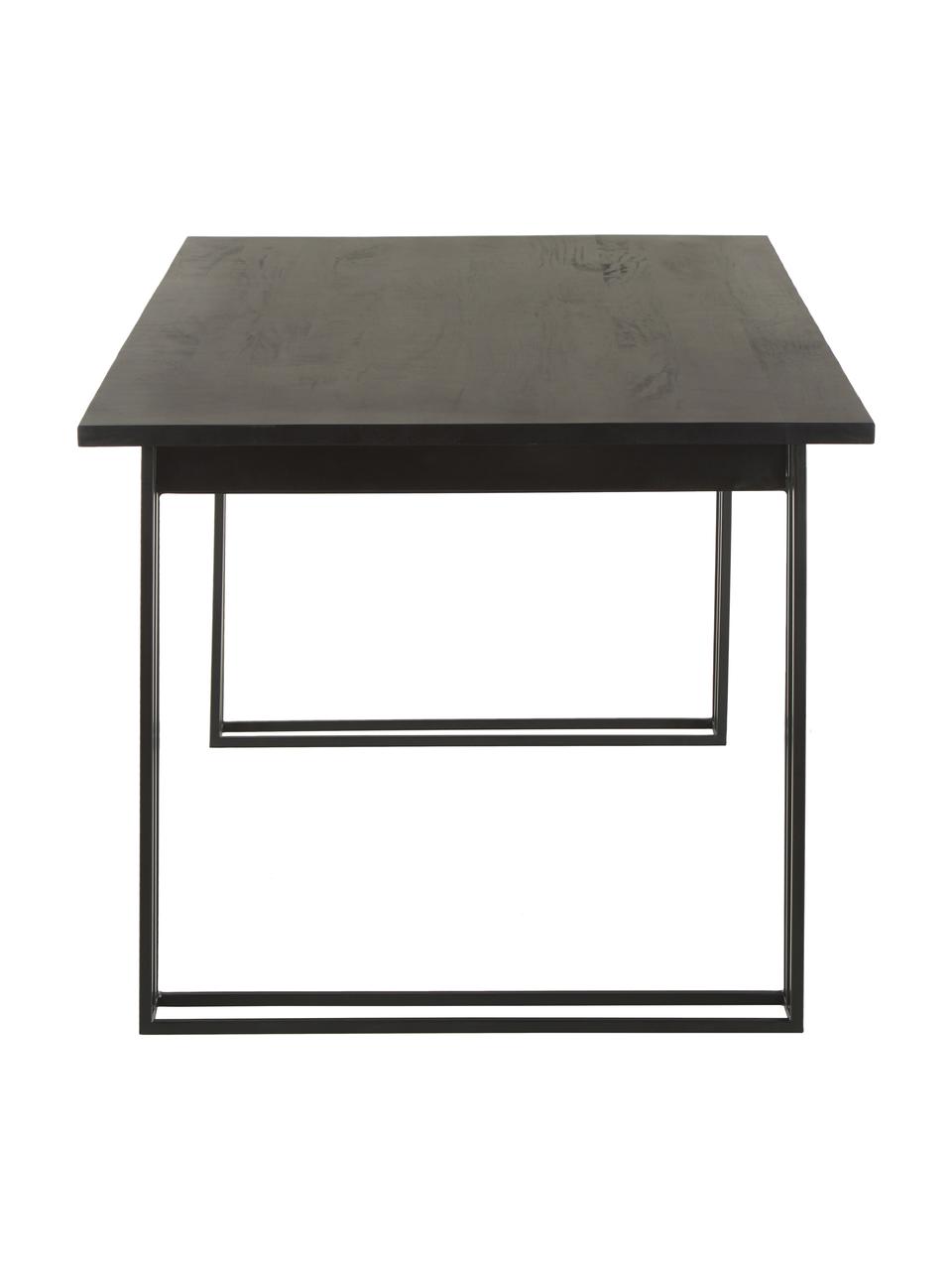 Mesa de comedor de madera maciza Grant, Tablero: madera de mango maciza ce, Estructura: metal con pintura en polv, Negro, An 180 x Al 90 cm