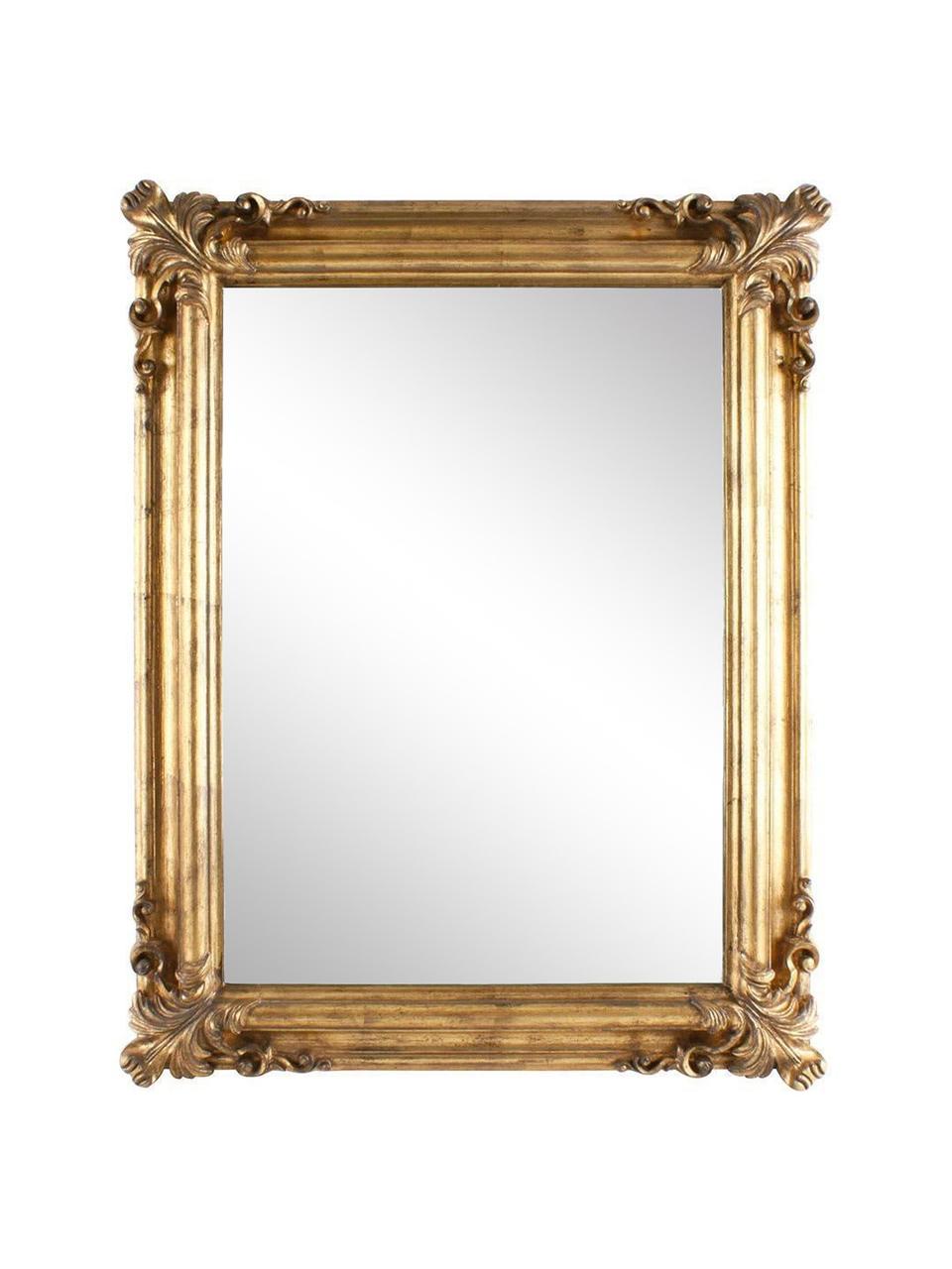 Espejo de pared Barbara, Poliresina, espejo de cristal, Latón, marfil, An 70 x Al 90 cm