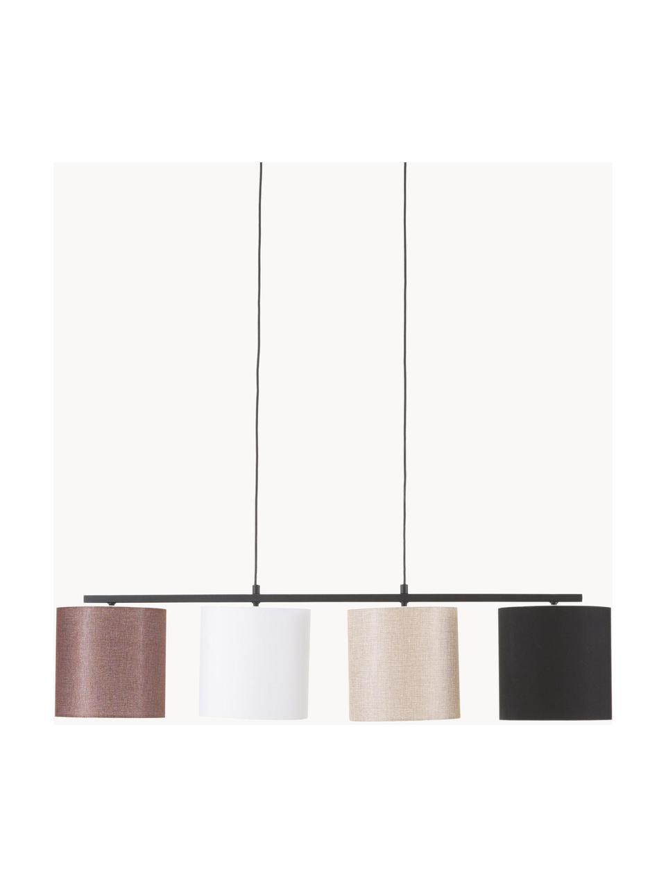 Grote hanglamp Valiz met stoffen lampenkap, Lampenkap: textiel, Zwart, beige, wit, bruin, B 110 x D 25 cm