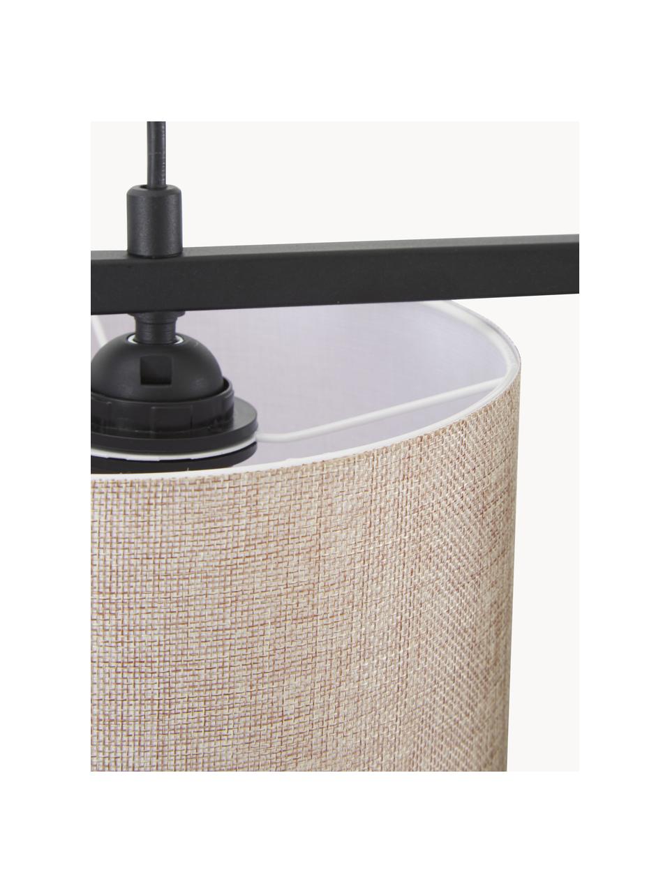 Grote hanglamp Valiz met stoffen lampenkap, Lampenkap: textiel, Zwart, beige, wit, bruin, B 110 x D 25 cm