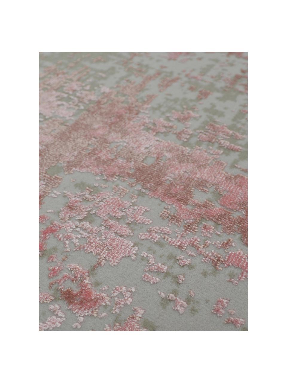 Alfombra con flecos Cordoba, estilo vintage, Parte superior: 70% acrílico, 30% viscosa, Reverso: algodón, Gris, rosa, An 130 x L 190 cm (Tamaño S)