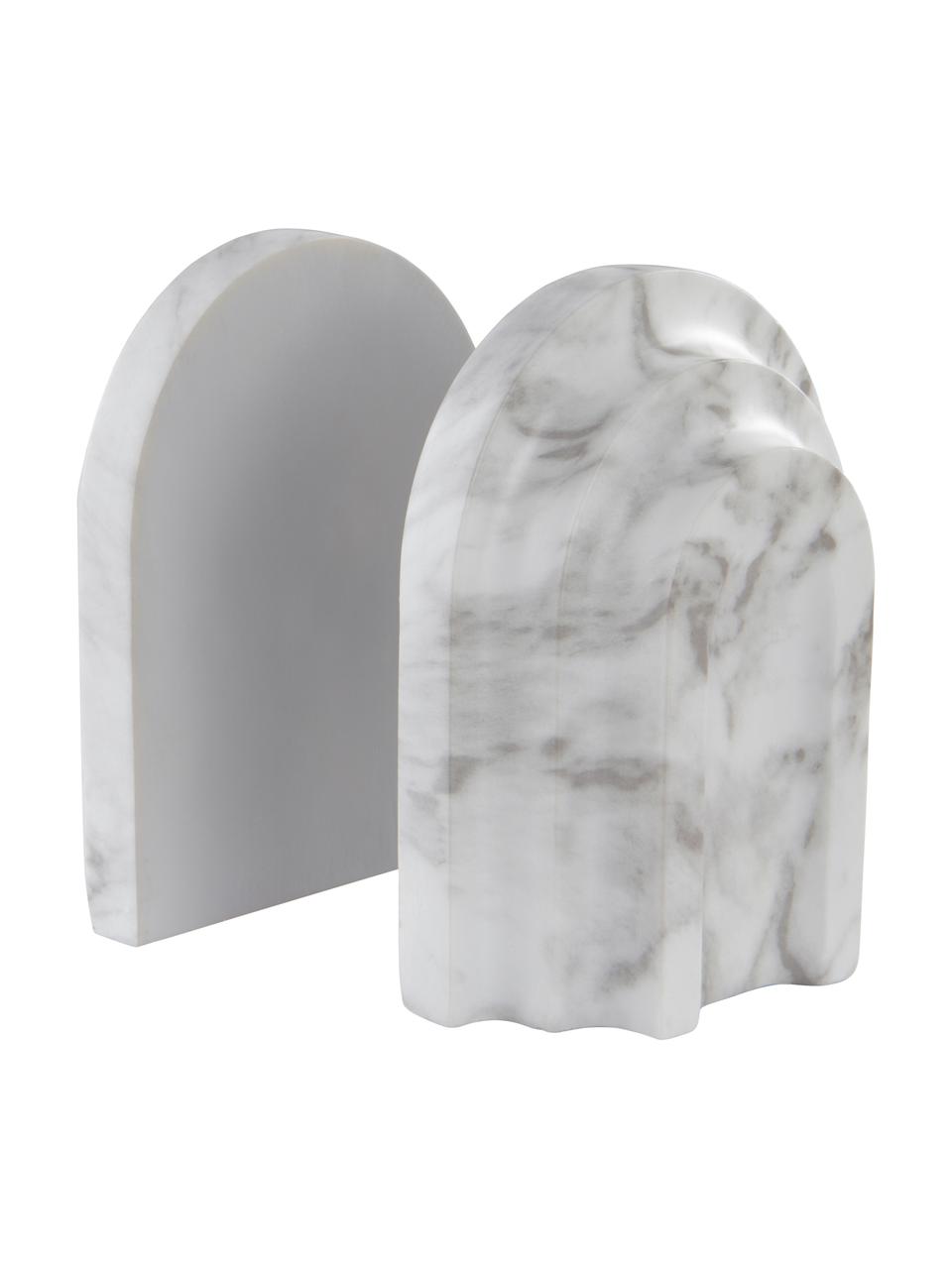 Serre-livres aspect marbre Block, 2 élém., Polyrésine, Gris, blanc, larg. 16 x haut. 21 cm