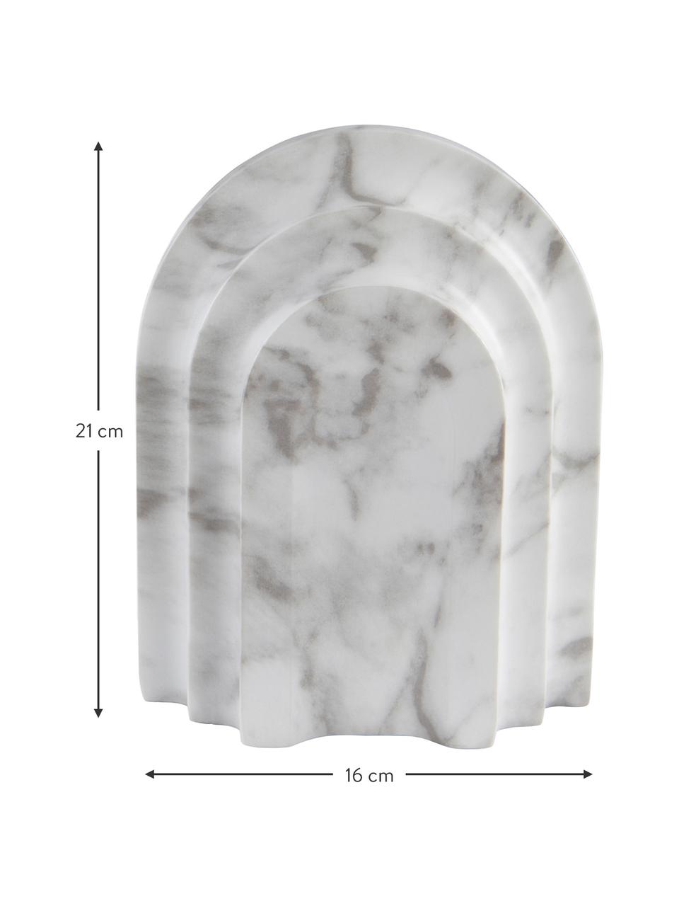 Sujetalibros en look mármol Block, 2 uds., Poliresina, Gris, blanco, An 16 x Al 21 cm