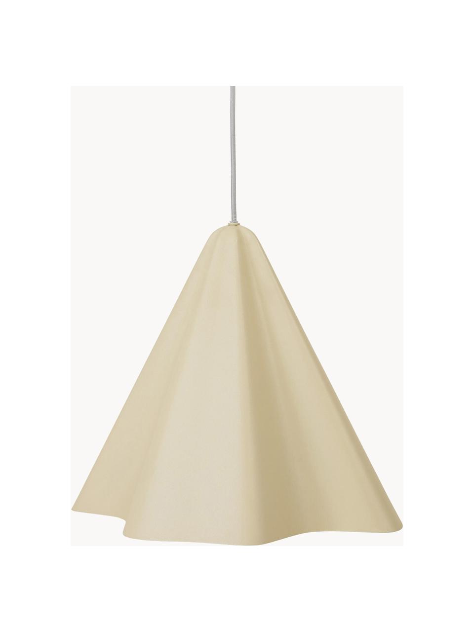 Lámpara de techo grande Skirt, Pantalla: acero con pintura en polv, Cable: cubierto en tela, Blanco crema, Ø 30 x Al 29 cm