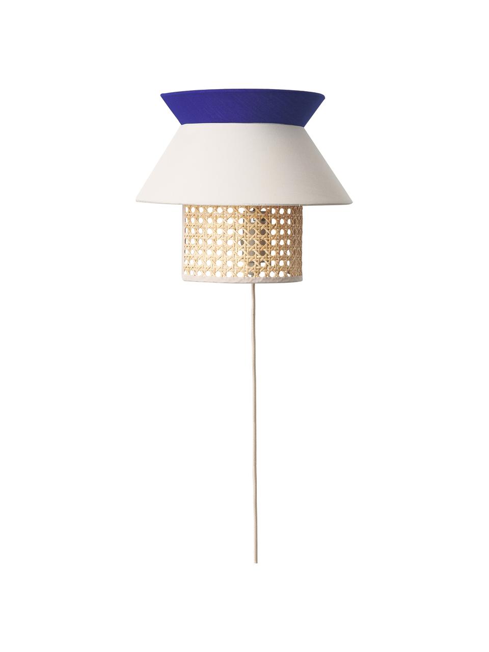 Nástenná lampa z viedenského výpletu Klea, Svetlobéžová, tmavomodrá, Š 30 x V 25 cm