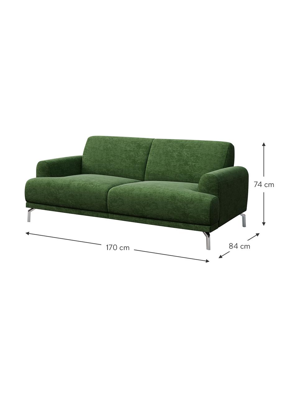 Sofá Puzo (2 plazas), con sistema Zero Spot, Tapizado: 100% poliéster con sistem, Patas: metal pintado, Verde oscuro, An 170 x F 84 cm