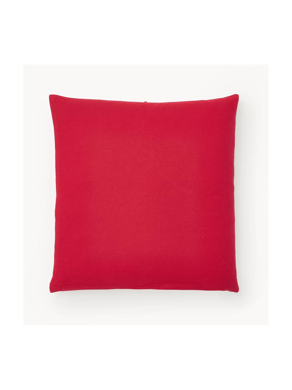 Vyšívaný povlak na polštář s vánočním motivem Tinsel, 100 % bavlna, Bílá, více barev, červená, Š 45 cm, D 45 cm