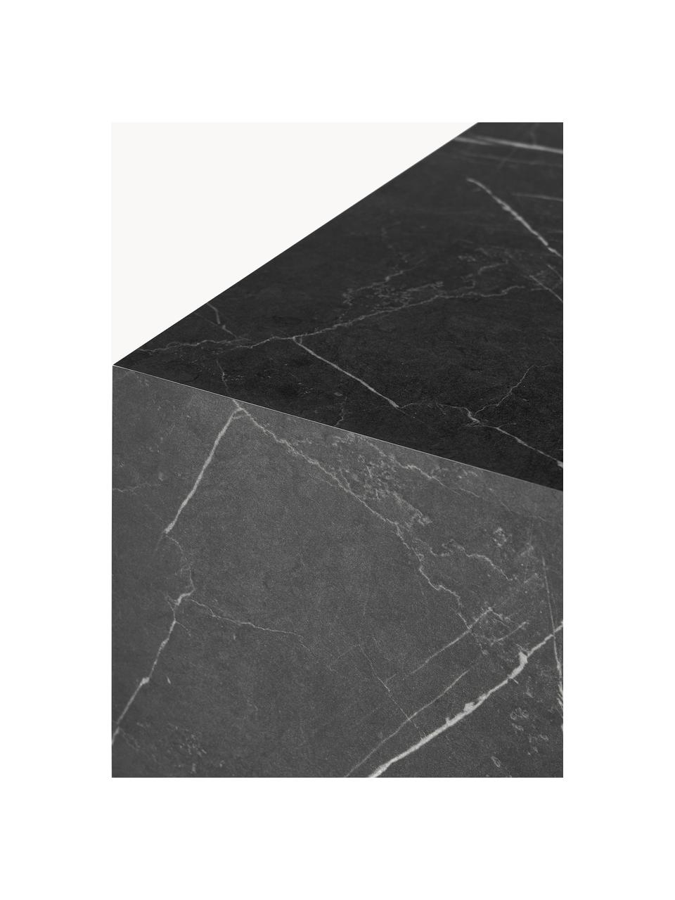 Tavolino da salotto effetto marmo Lesley, Pannello di fibra a media densità (MDF) rivestito con foglio di melamina, Effetto marmo nero, lucido, Larg. 90 x Prof. 90 cm