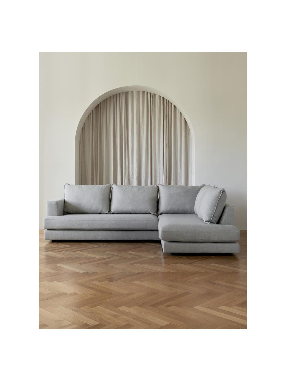 Ecksofa Tribeca, Bezug: 100 % Polyester Der hochw, Sitzfläche: Schaumpolster, Fasermater, Gestell: Massives Kiefernholz, Füße: Massives Buchenholz, lack, Webstoff Taupe, B 274 x T 192 cm, Eckteil rechts