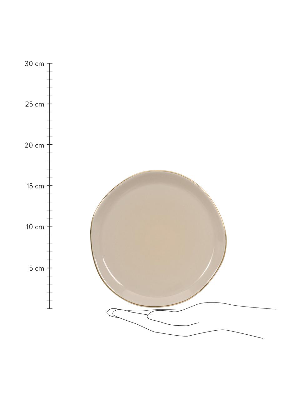 Good Morning broodbord in grijs met gouden rand, Ø 17 cm, Keramiek, Grijs, goudkleurig, Ø 17 cm