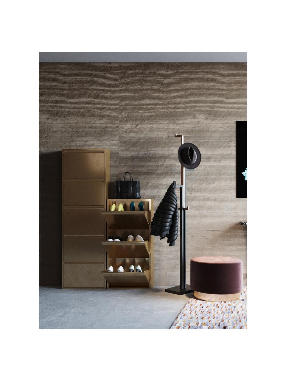 Wand-Schuhschrank Caruso mit Klappfächern, Stahl, pulverbeschichtet, Bronzefarben, B 50 x H 103 cm