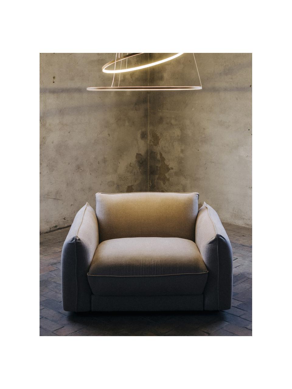 Sillón Molton, Tapizado: 100% polipropileno Alta r, Tapizado: relleno de espuma, Estructura: madera de pino macizo, ag, Patas: plástico, Tejido gris pardo, An 117 x F 92 cm