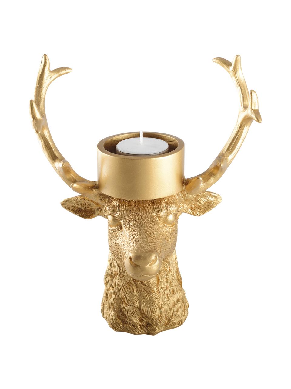 Świecznik na tealighty Deer, Poliresing, Odcienie złotego, S 18 x W 22 cm