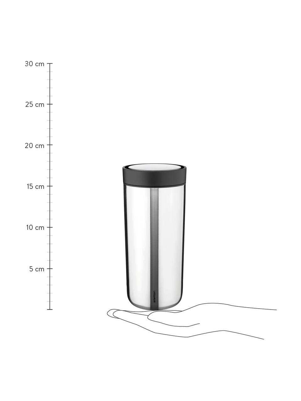 Thermobecher To Go Click  in Silber, glänzend, Becher: Edelstahl, Deckel: Kunststoff, Silberfarben, Ø 8 cm, H 17  cm, 400 ml