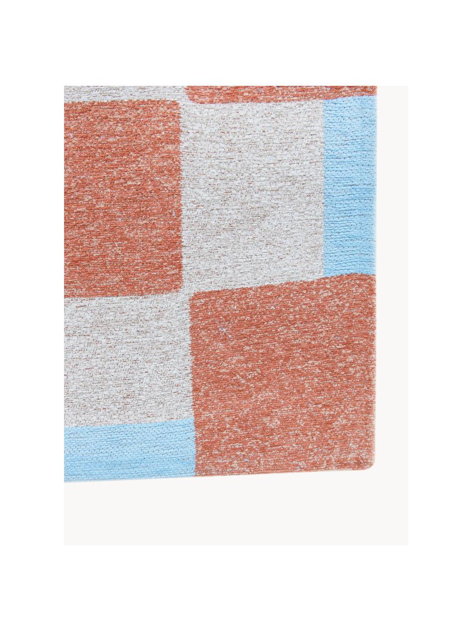 Teppich Honey mit grafischem Muster, 100 % Polyester, Terrakotta, Off White, Hellblau, B 80 x L 150 cm (Größe XS)