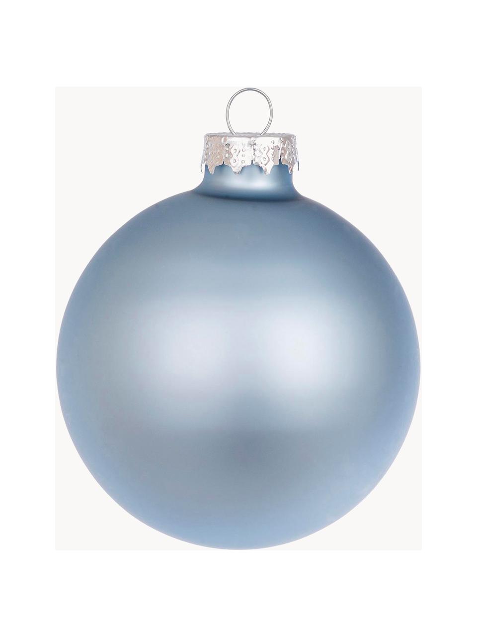 Boules de Noël balle, tailles variées, Verre, Bleu ciel, Ø 10 x haut. 10 cm, 8 pièces