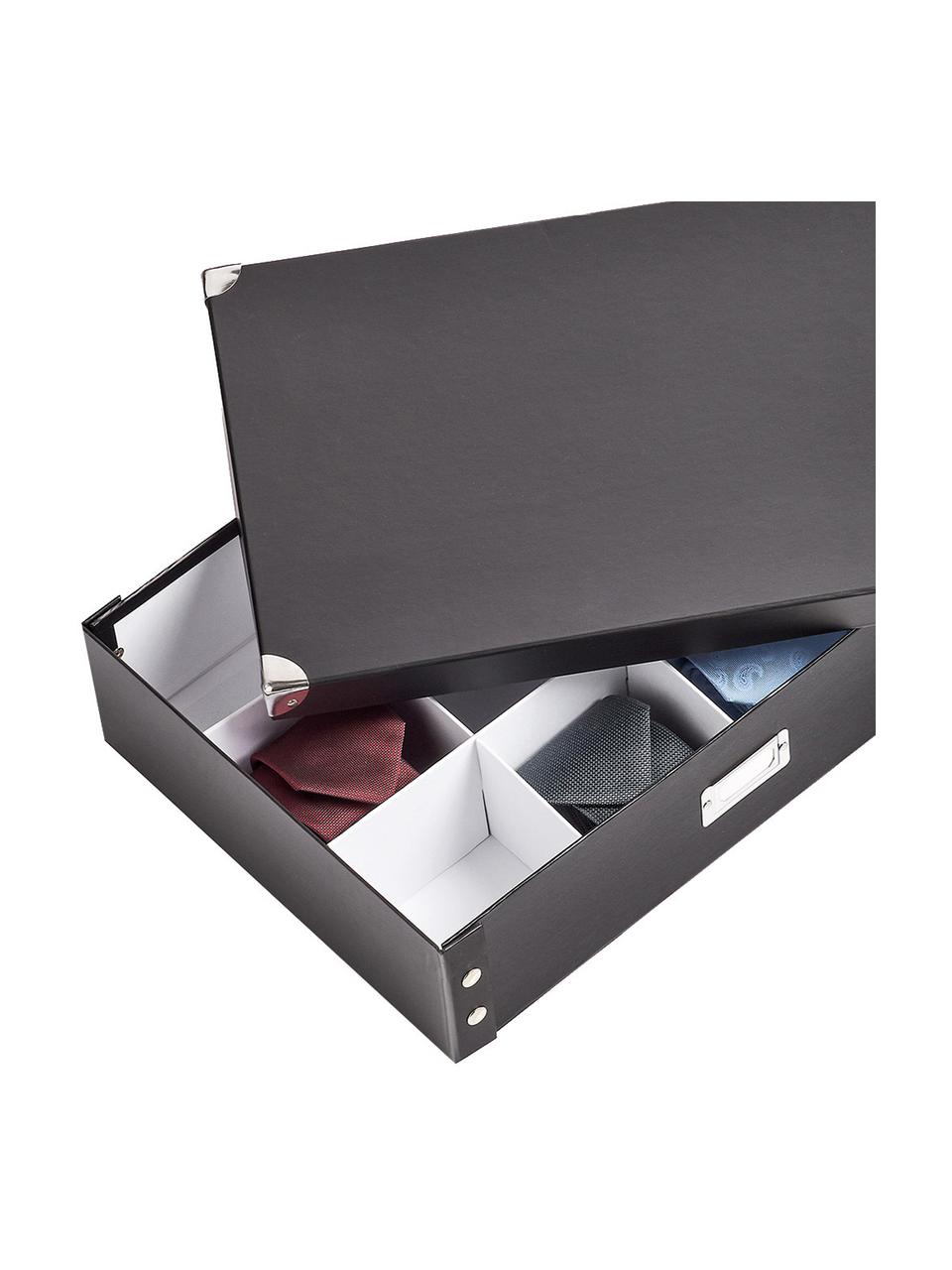 Úložná škatuľa Karo, Papier, lepenka, kov, Čierna, Š 45 x V 11 cm