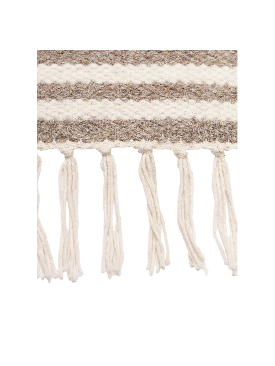 Handgeweven wollen vloerkleed Anica met hoog-laag effect in taupe, Taupe, B 80 x L 150 cm (maat XS)