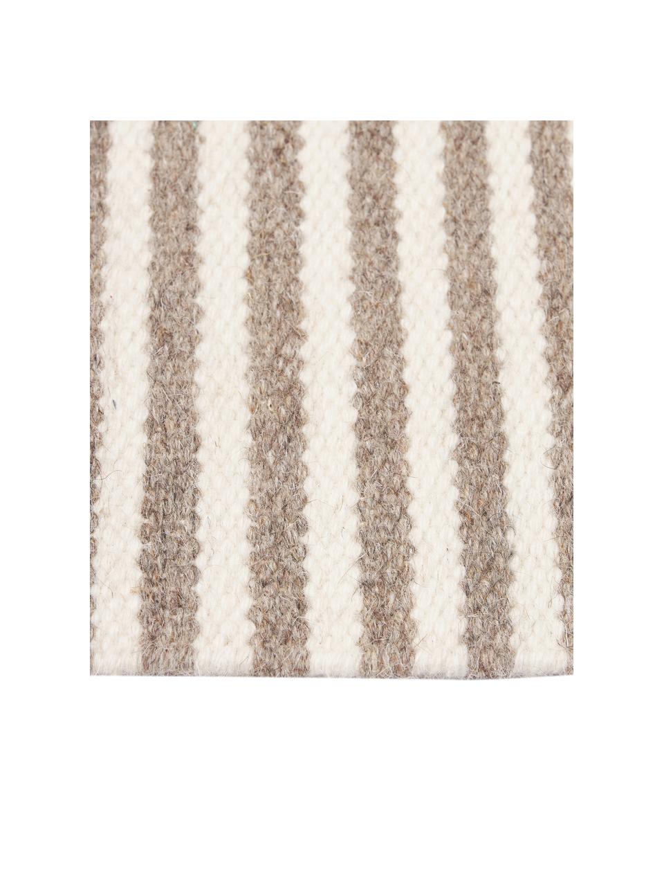 Handgeweven wollen vloerkleed Anica met hoog-laag effect in taupe, Taupe, B 80 x L 150 cm (maat XS)