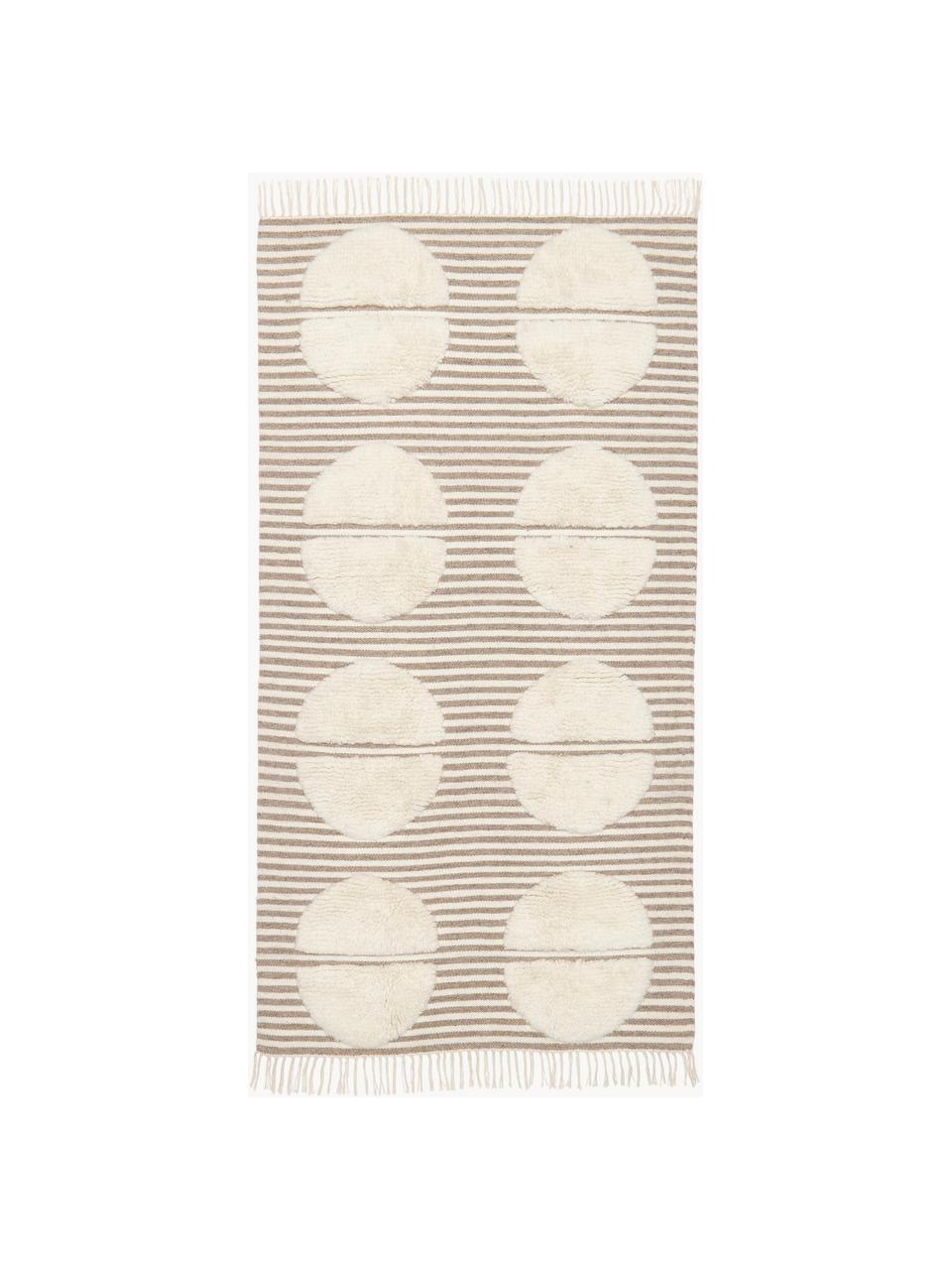 Tappeto in lana taupe tessuto a mano con effetto in rilievo Anica, Taupe, Larg. 80 x Lung. 150 cm (taglia XS)