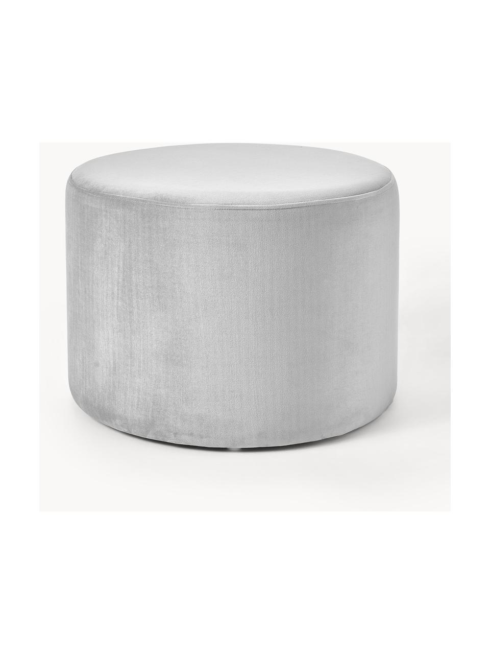 Pouf en velours Daisy, Velours gris, Ø 54 x haut. 38 cm