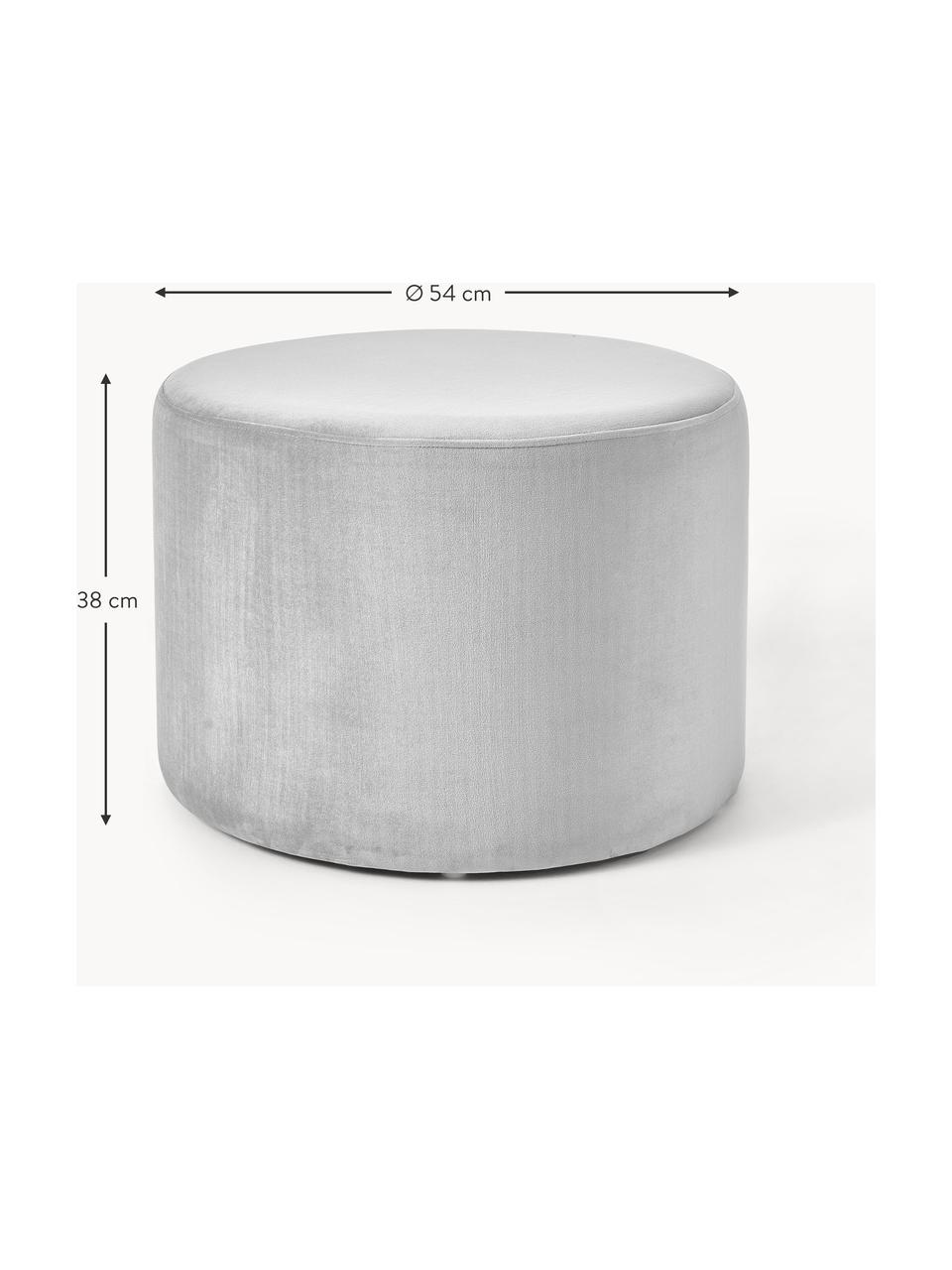 Pouf en velours Daisy, Velours gris, Ø 54 x haut. 38 cm