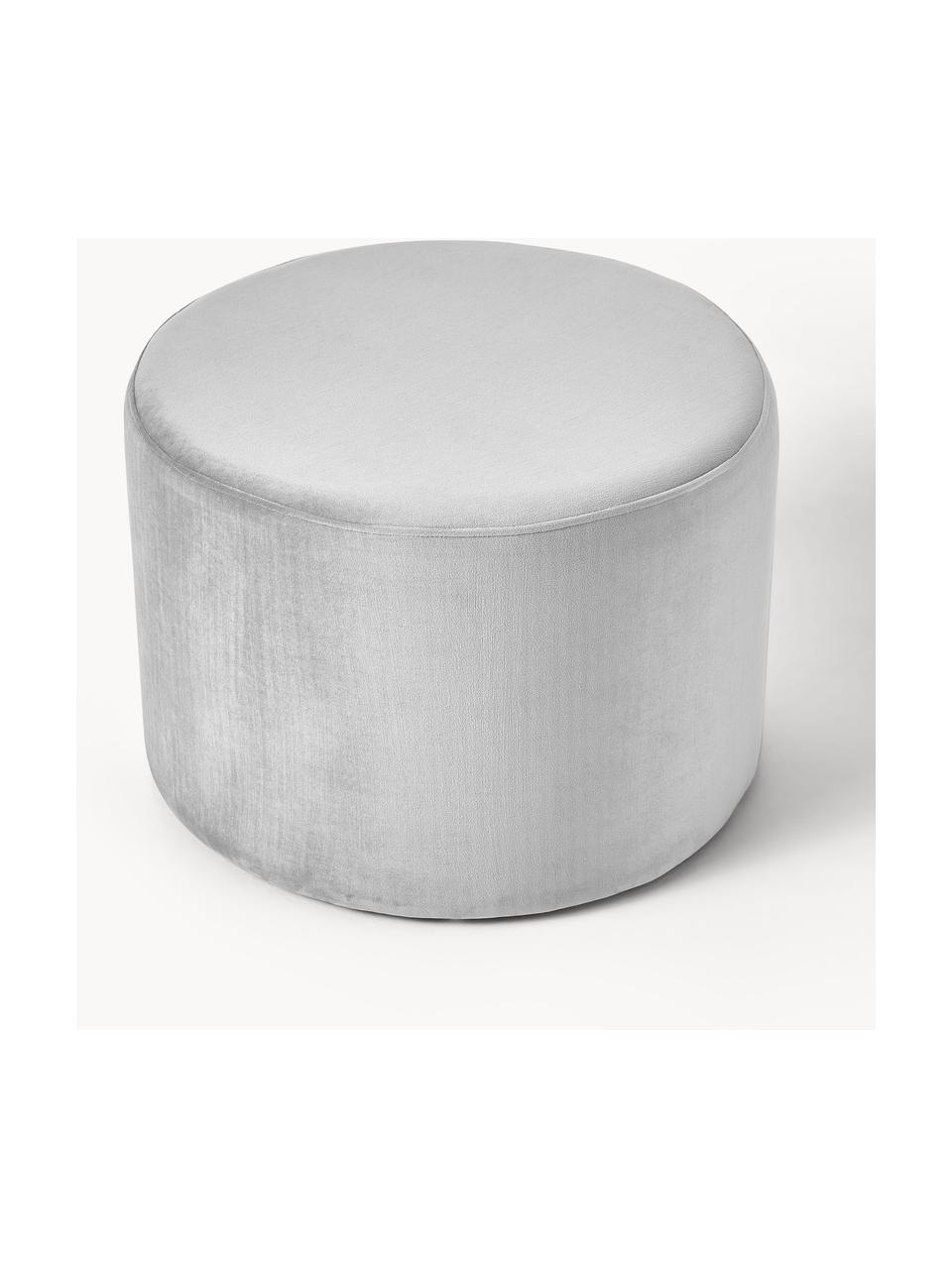 Pouf en velours Daisy, Velours gris, Ø 54 x haut. 38 cm