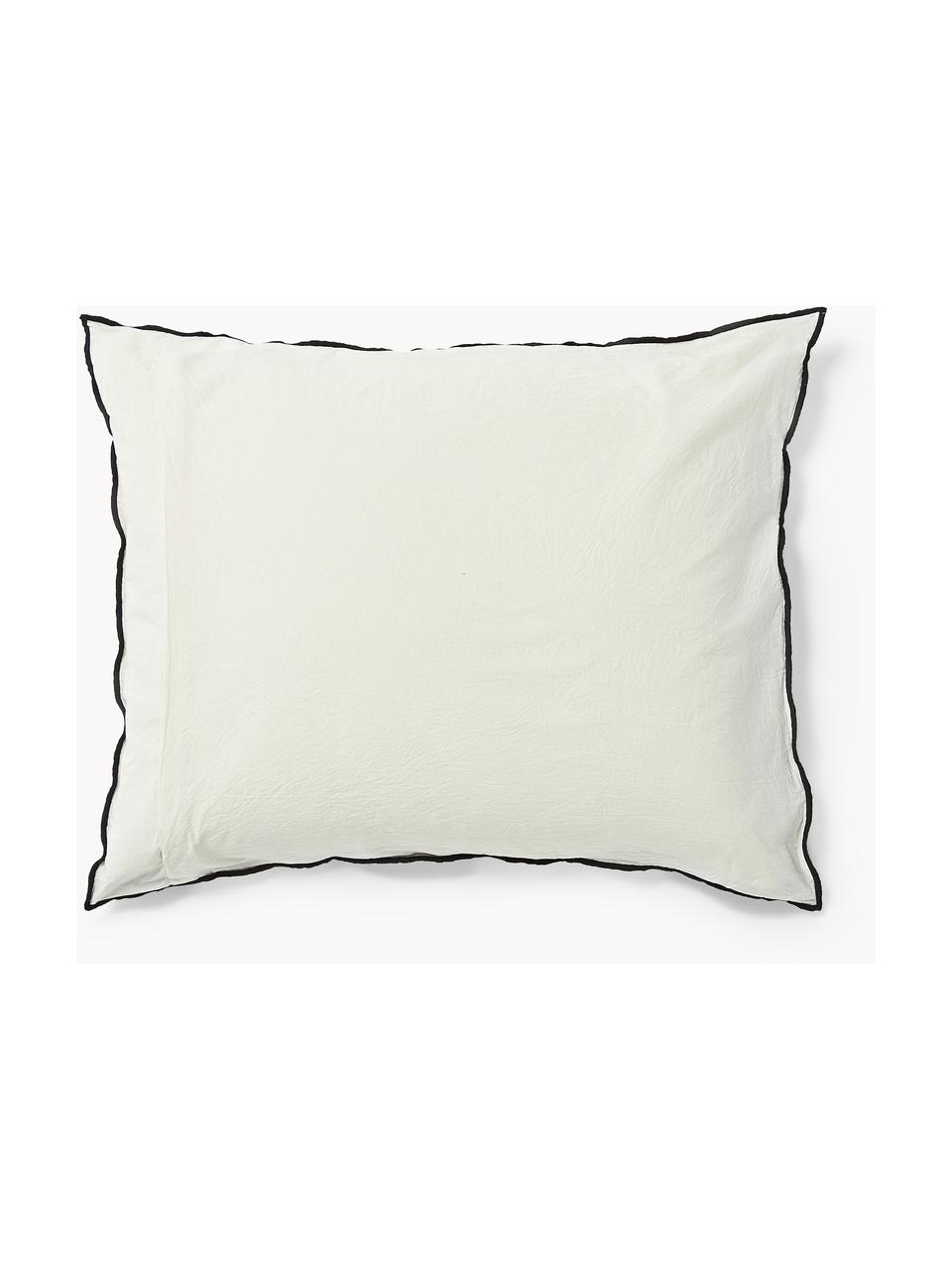 Poszewka na poduszkę z piki waflowej Clemente, Czarny, złamana biel, S 40 x D 80 cm