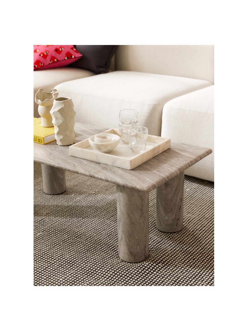 Vassoio decorativo in marmo Venice, Marmo, Bianco marmorizzato, Larg. 30 x Prof. 30 cm
