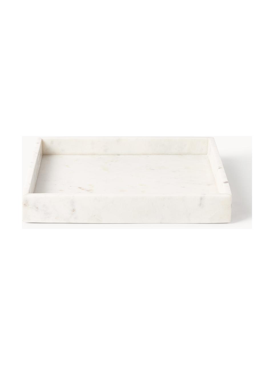 Deko-Tablett Venice aus Marmor, Marmor, Weiss, marmoriert, B 30 x T 30 cm