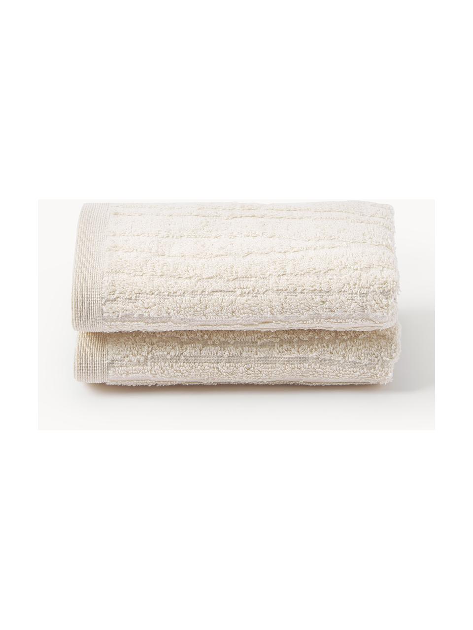 Toalla de algodón Audrina, tamaños diferentes, Beige claro, Toalla lavabo, An 50 x L 100 cm, 2 uds.