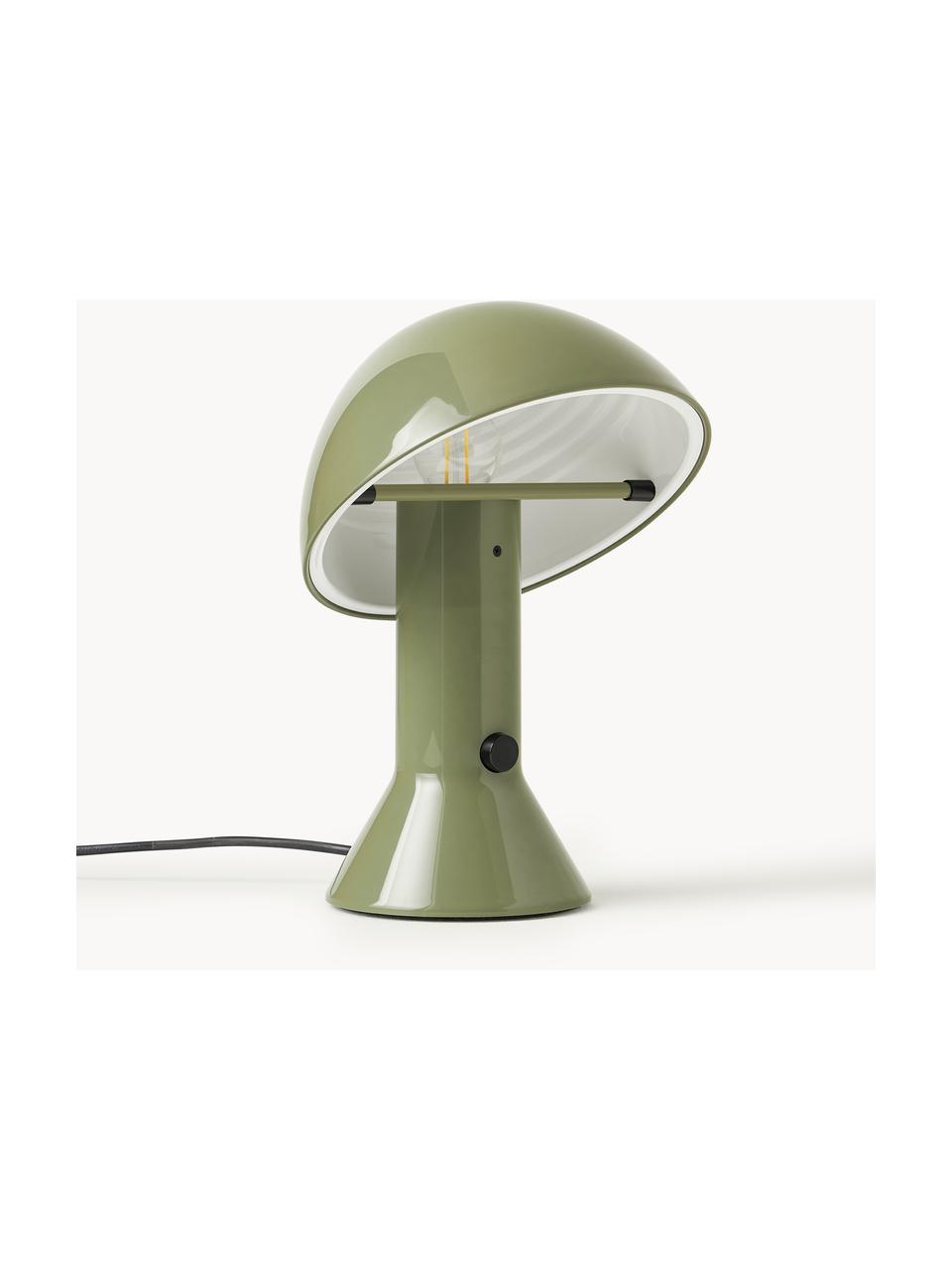 Lampada da tavolo piccola con paralume orientabile Elmetto, Plastica laccata, Verde oliva, Ø 22 x Alt. 28 cm
