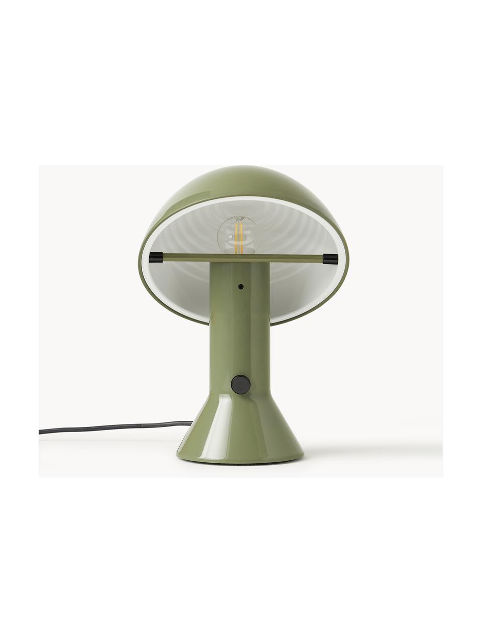 Kleine Tischlampe Elmetto mit verstellbarem Lampenschirm, Kunststoff, lackiert, Olivgrün, Ø 22 x H 28 cm