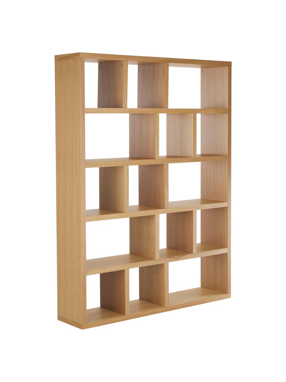 Regał na książki z z forniru z drewna dębowego Portlyn, Drewno dębowe, S 150 x W 198 cm