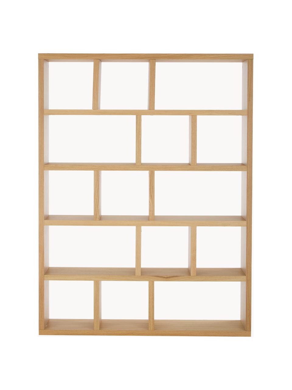 Estantería grande Portlyn, Estructura: panel aglomerado y panele, Superficie: chapado de madera de robl, Madera de roble, An 150 x Al 198 cm