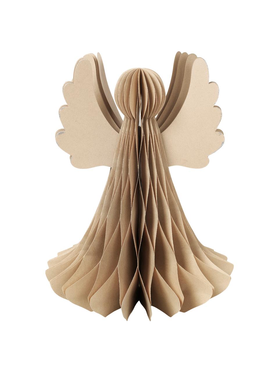 Angelo plissettato beige Angel, Carta, Beige, Ø 21 x Alt. 27 cm