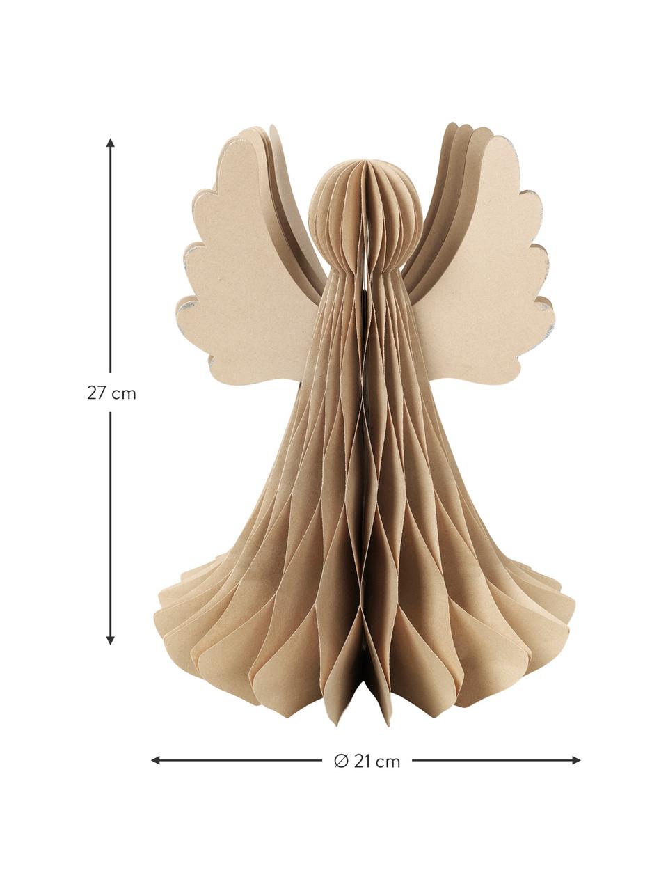 Ange plissé Noël Angel, Carton, Beige, Ø 21 x haut. 27 cm