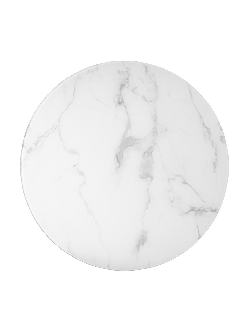 Table basse ronde XL avec plateau en verre aspect marbre Antigua, Blanc aspect marbre, noir, Ø 100 cm