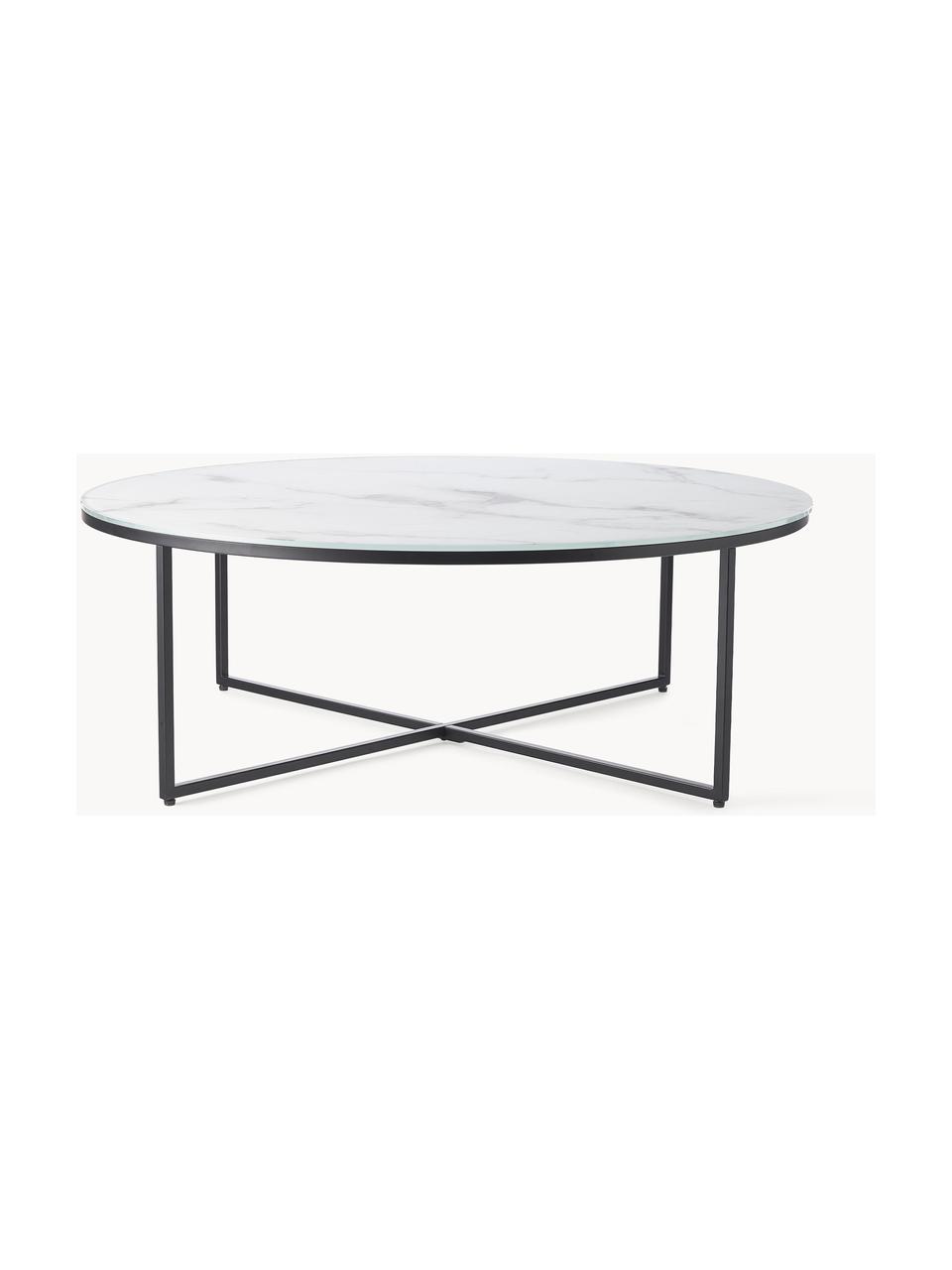 XL-salontafel met glazen tafelblad in marmerlook | Westwing