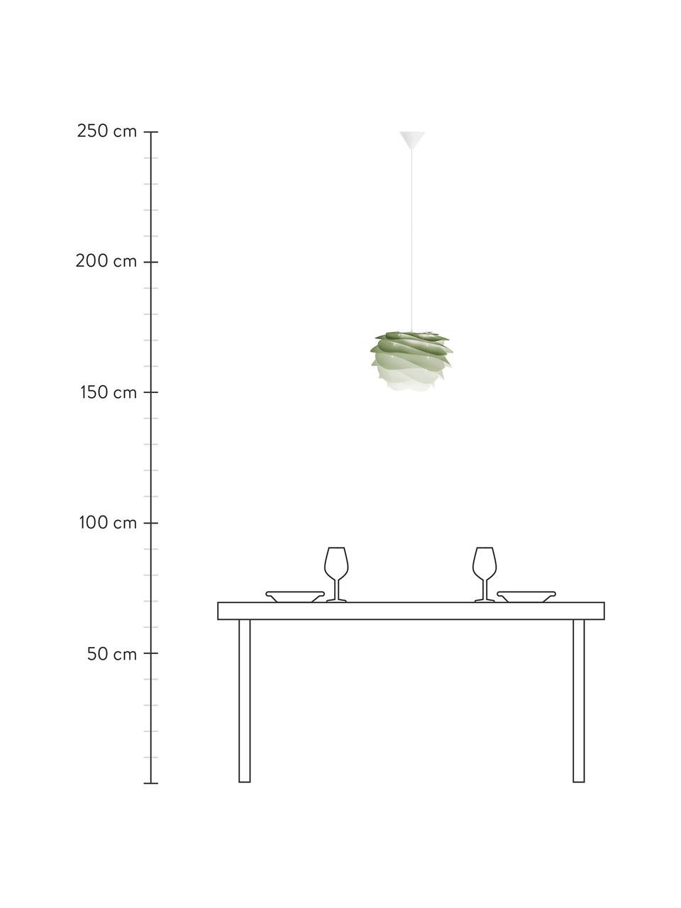Hanglamp Carmina Mini, bouwpakket, Lampenkap: polycarbonaat, polypropyl, Baldakijn: polypropyleen, Groen, Ø 32 x H 22 cm