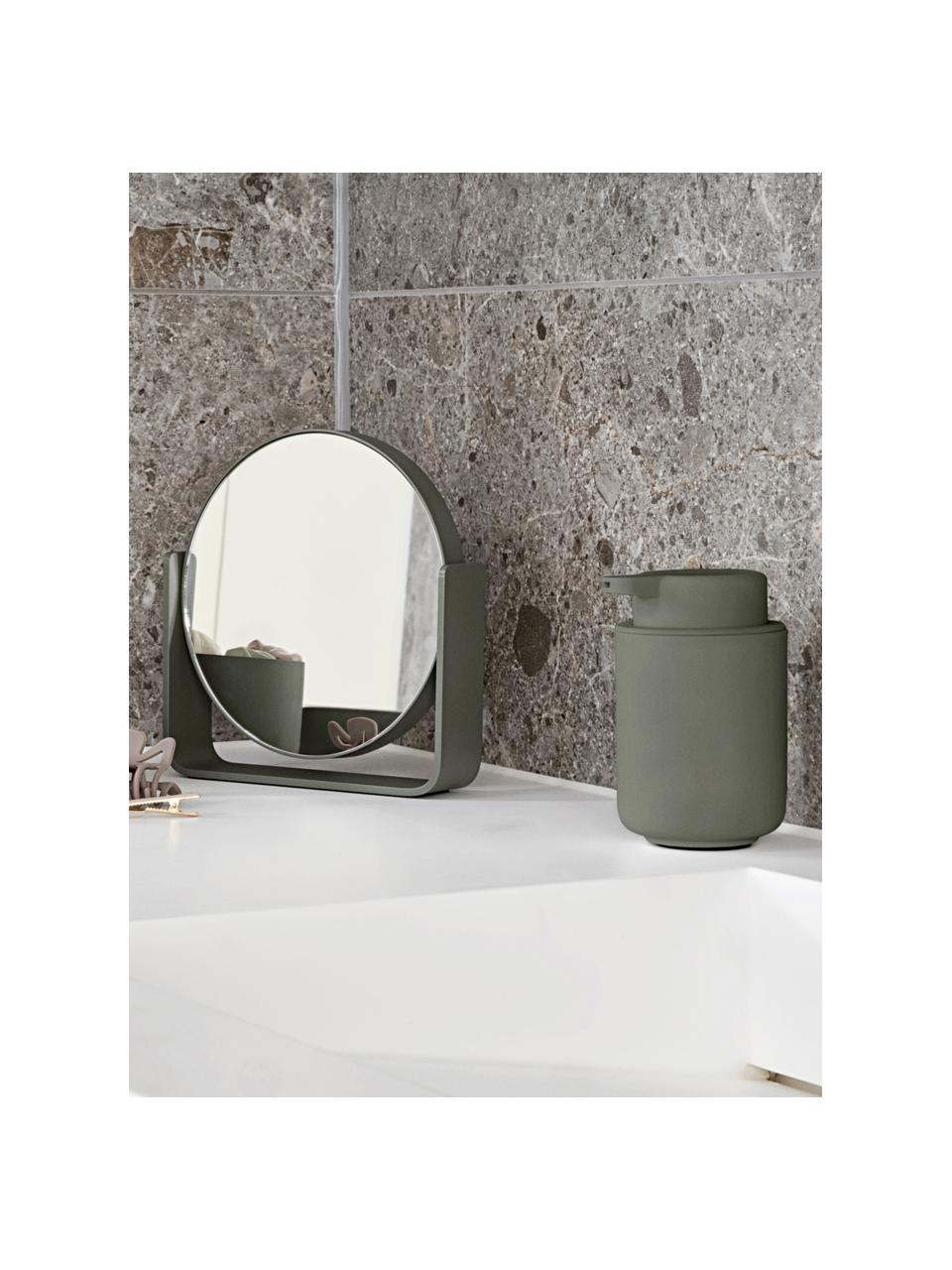 Miroir cosmétique rond avec effet grossissement Ume, Vert olive, larg. 19 x haut. 20 cm