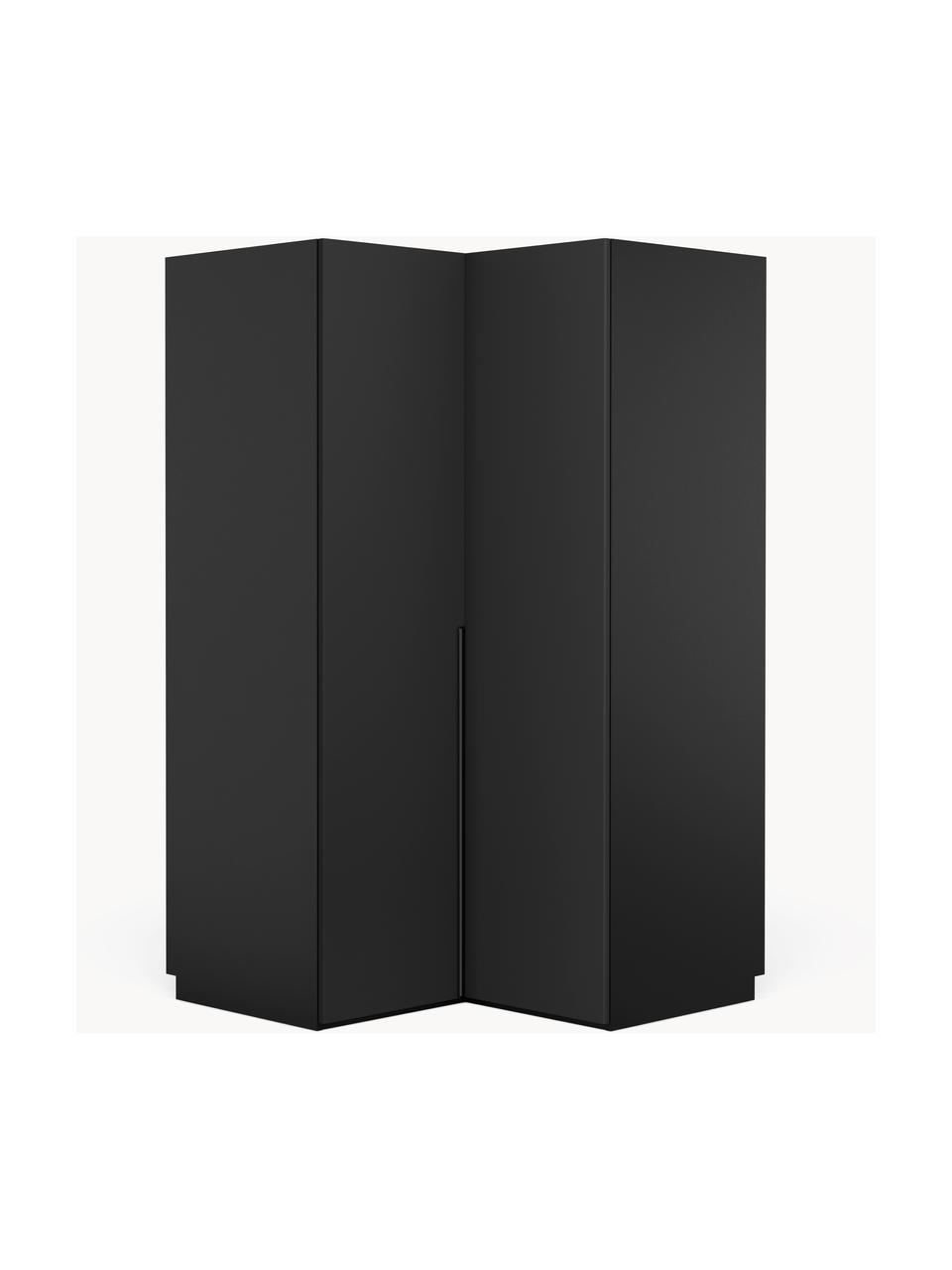 Armoire d'angle modulaire Leon, larg. 115 cm, Noir, Module d'angle : larg. 115 x haut. 200 cm